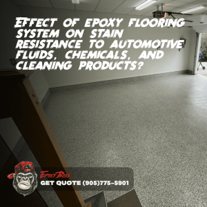 Epoxy flooring resists stains from automotive fluids, chemicals, and cleaning products